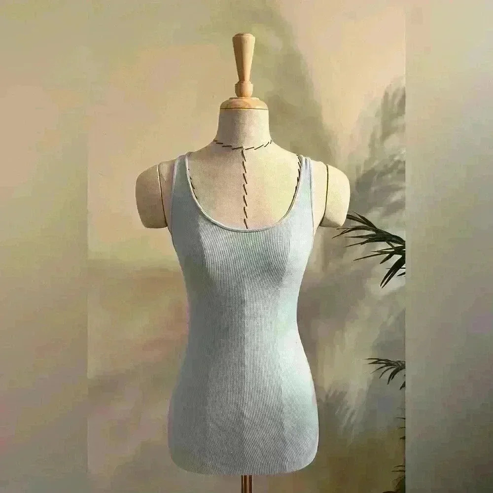 Scoop Stretch Ribbed Shaping Tank Top | Size XS/S | Light Blue Color